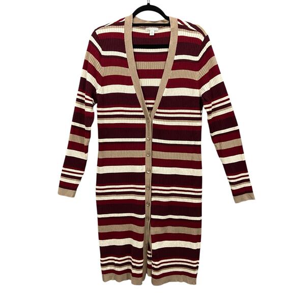 Cato Knit Stripe Button Front Long Cardigan Swearter Jacket Size XL - Picture 1 of 6